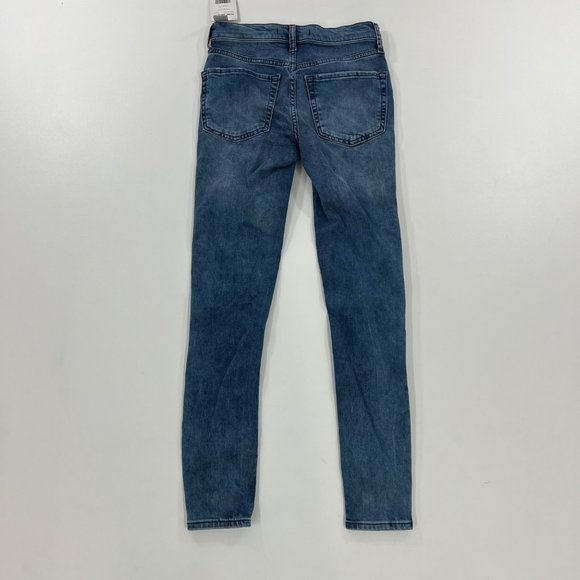 Free People Womens Jeans Size 24 High Rise Busted Knee Skinny Jeans Blue 24 - Picture 2 of 9